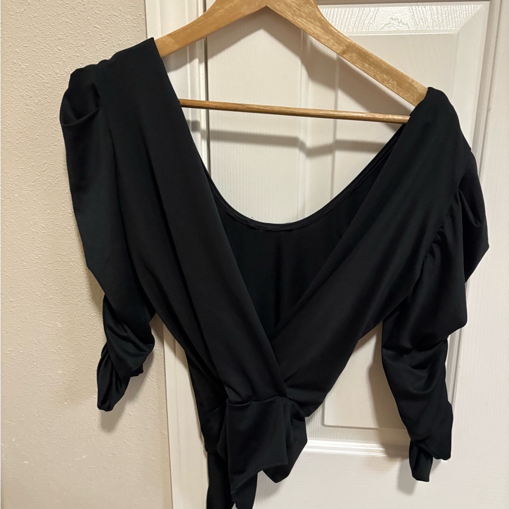 Elegant Black Wrap Top